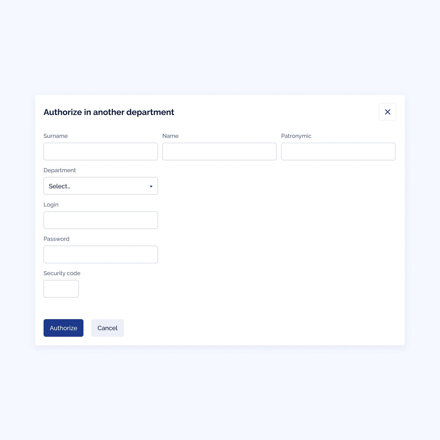 Authorization in another department