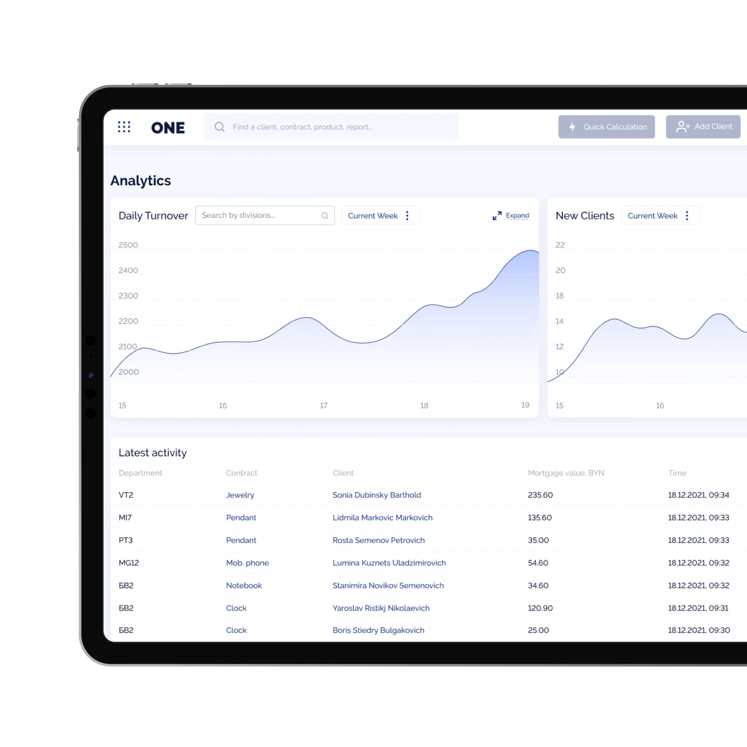 Loan CRM system design inside IPad