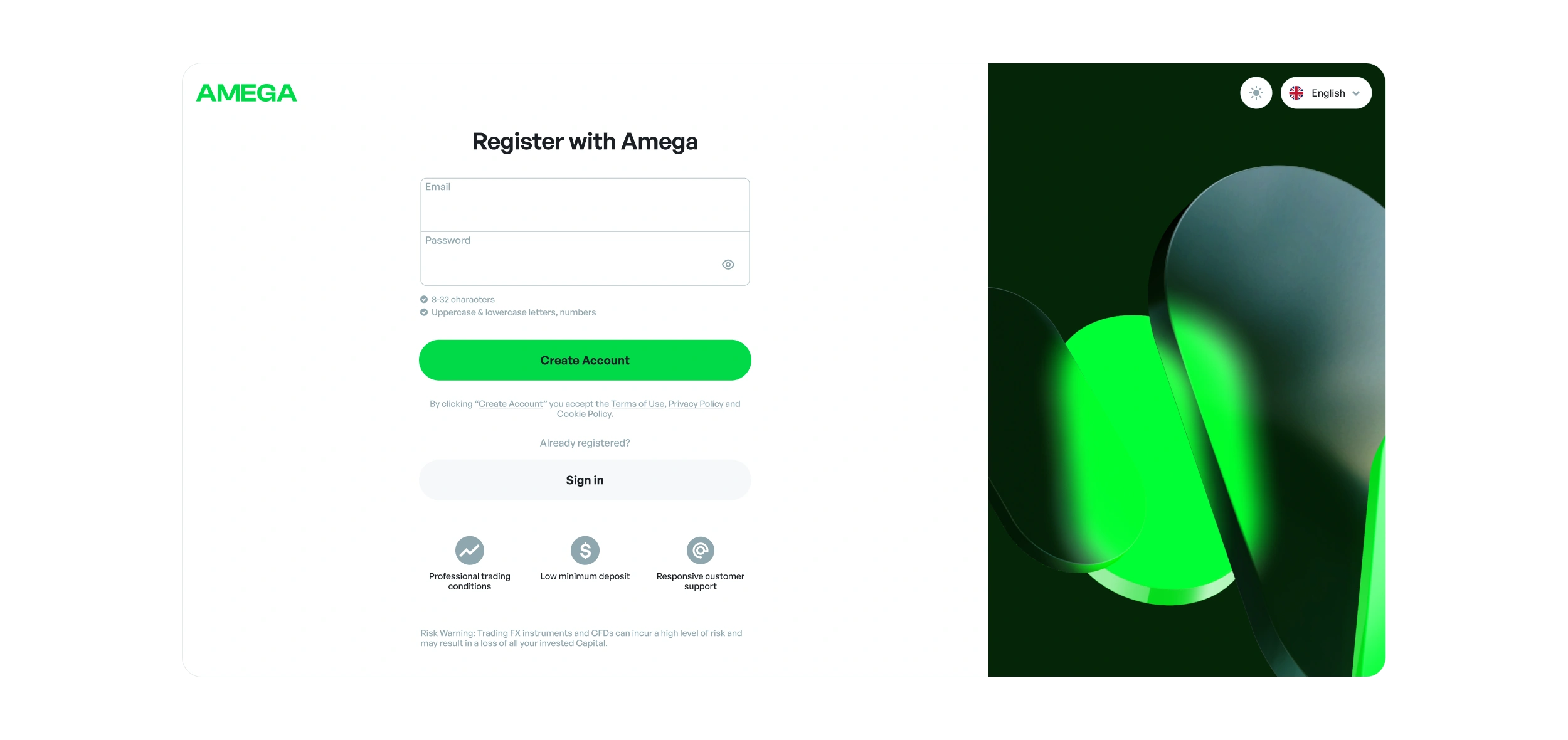 Login & Sign up on desktop